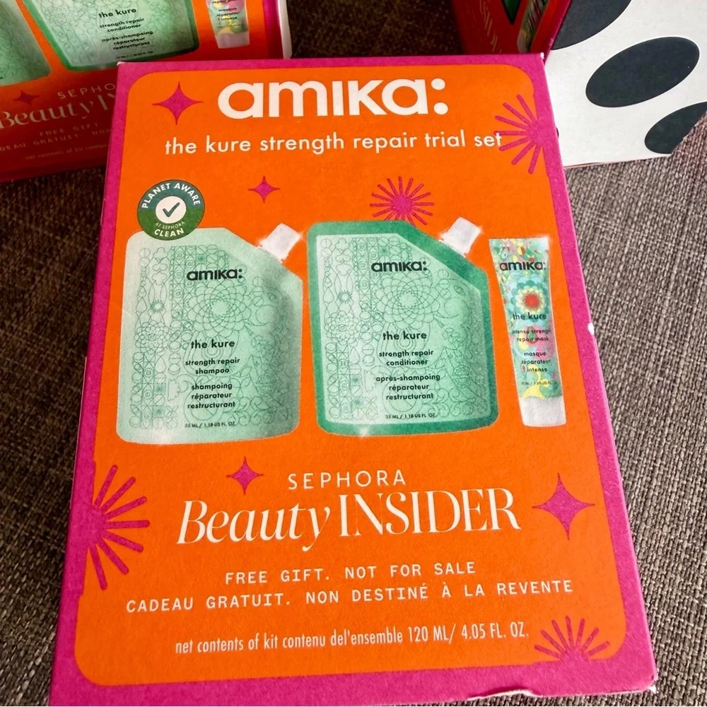 NEW Amika The Kure Strength Repair Set - Shampoo, Conditioner & Hair Repair Mask